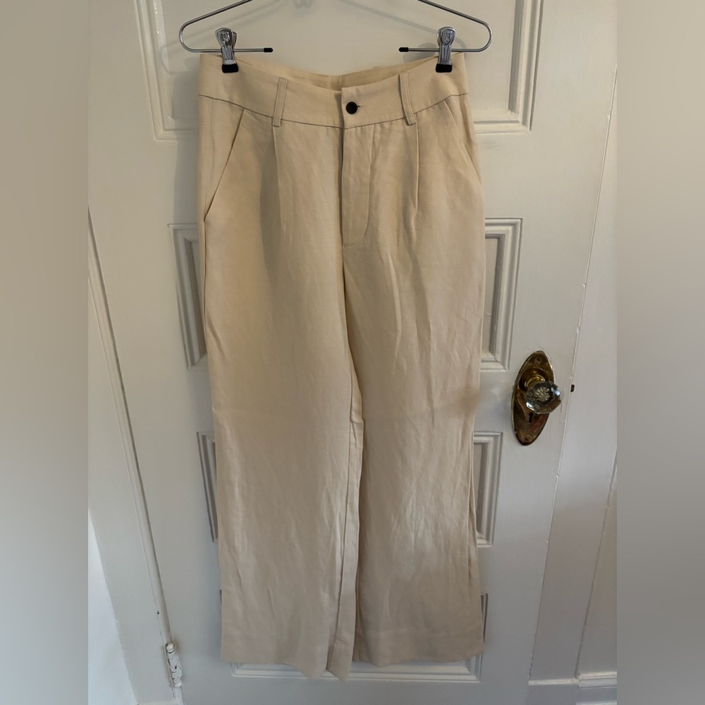 ULLA JOHNSON Hugo wide leg high waist trouser size 0, cream, NWT